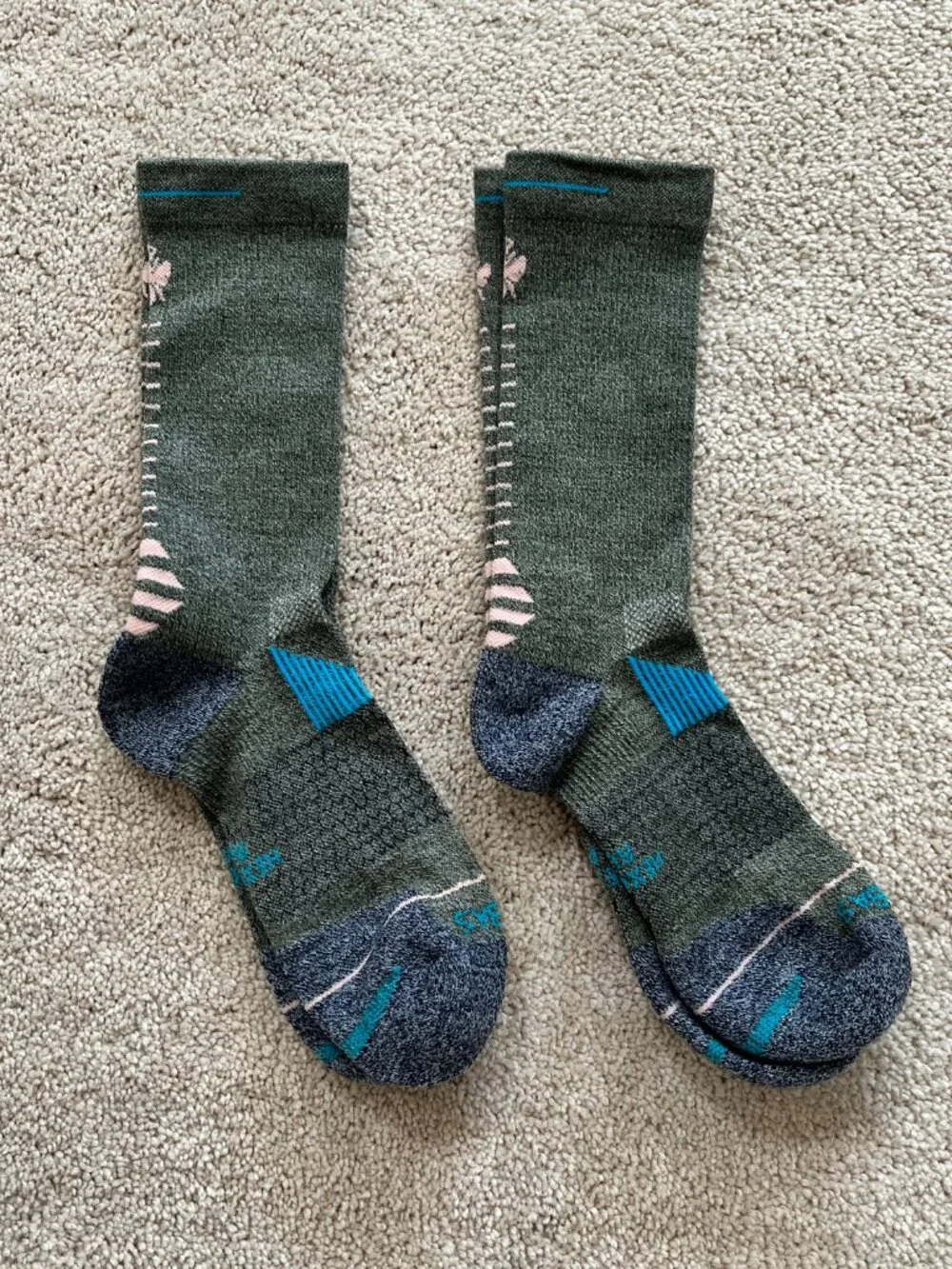 2-Pack New BOMBAS merino wool blend Midweight Crew Calf Socks XL Unisex Green
